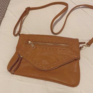 Tan Boho Faux Leather Convertible Crossbody Bag